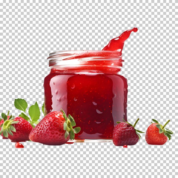 Strawberry jam jar png isolated on transparent background