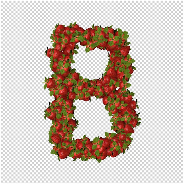 Strawberry letter 3d rendering