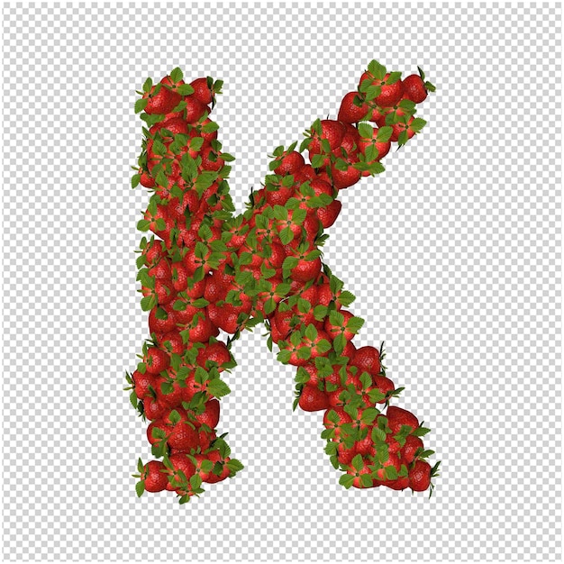 Lettera di fragola 3d rendering