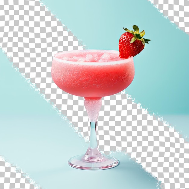 PSD strawberry margarita in glass on transparent background