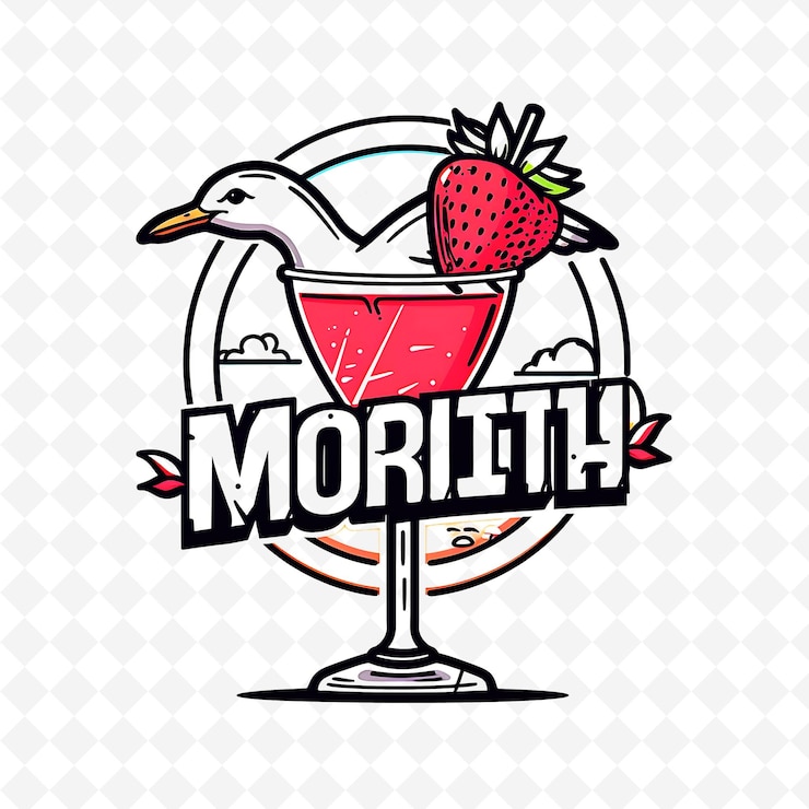 PSD strawberry margarita logo z truskawką i dżunglą png tropical inspired drink designs