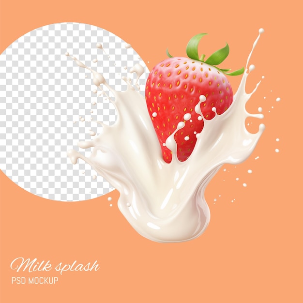PSD crema a base di fragole e latte o yogurt a base di frutta sfondo trasparente generativo ai