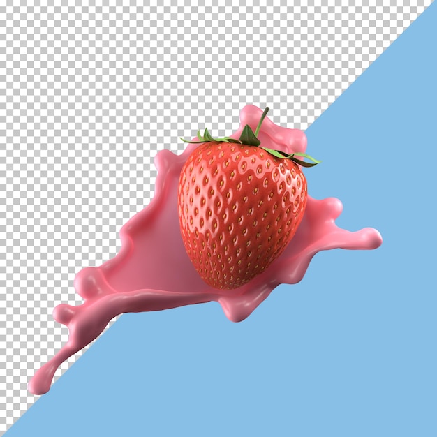 Strawberry milk splash isolated pack liquid or Yogurt splash Include clipping path 3d illustration