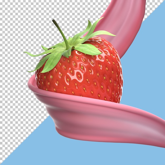 PSD strawberry milk splashes isolated on background