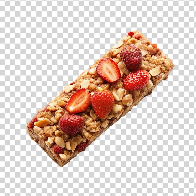 PSD strawberry oat and nut bar isolated on transparent background