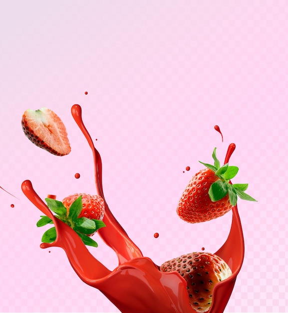 PSD strawberry red juice splash