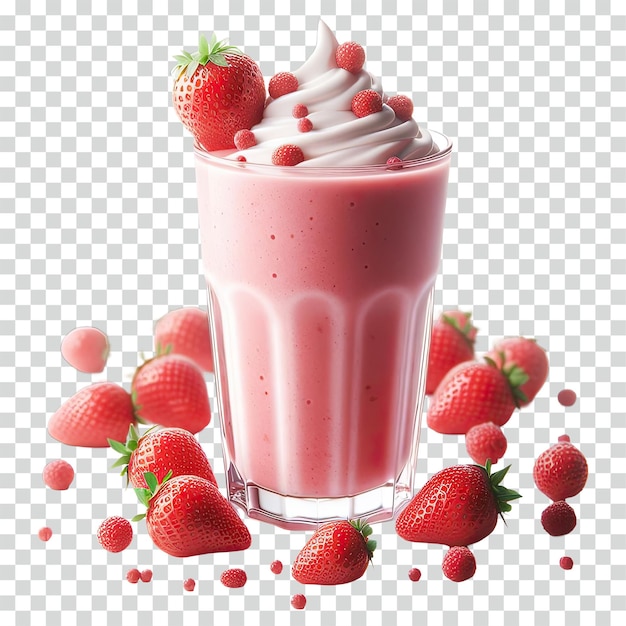 Smoothie alla fragola sullo sfondo trasparente.