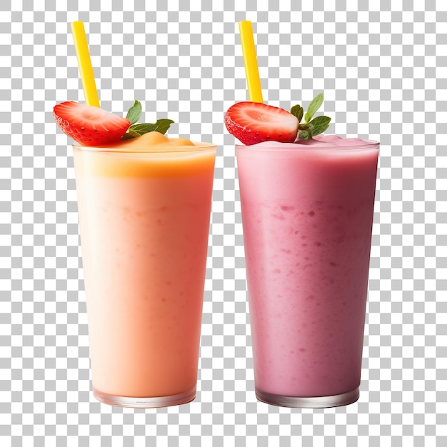 strawberry smoothies isolated on transparent background