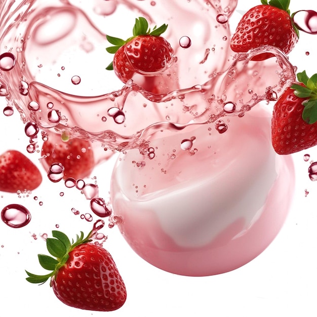 PSD strawberry splash in milk