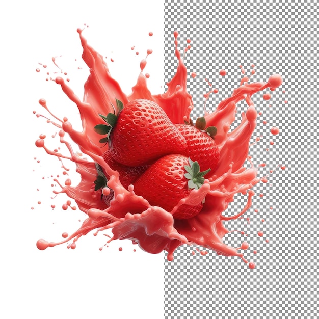 PSD strawberry splash pnggotowa izolacja słodkiego wybuchu cieczy