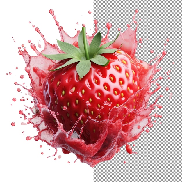 PSD strawberry splash png isolamento pronto di un'esplosione liquida dolce