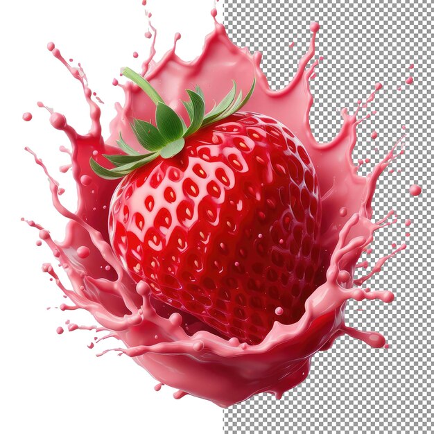 Strawberry splash png isolamento pronto di un'esplosione liquida dolce