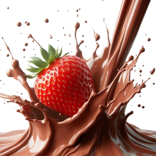 PSD splash di fragole con cioccolato psd