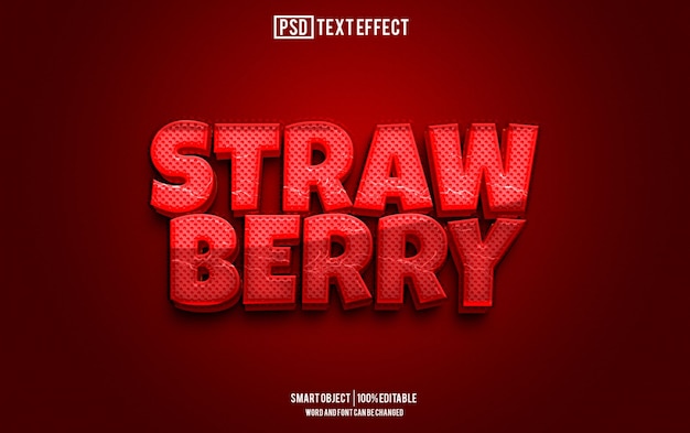 strawberry text effect font editable typography 3d text
