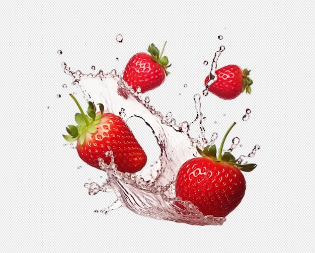 PSD strawberry in water splash