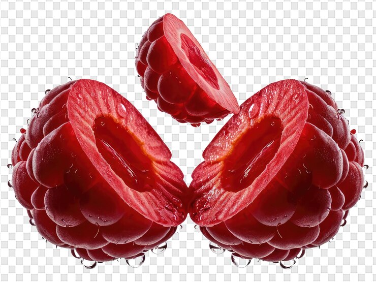 PSD a strawberry with a butterfly on the left and the bottom left
