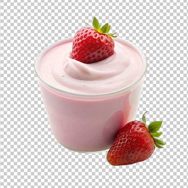 PSD strawberry yogurt on white background