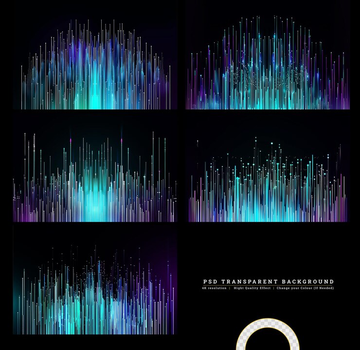 PSD stream of binary code design on transparent background