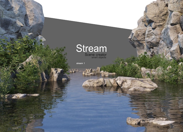 A stream flowing through a large rock