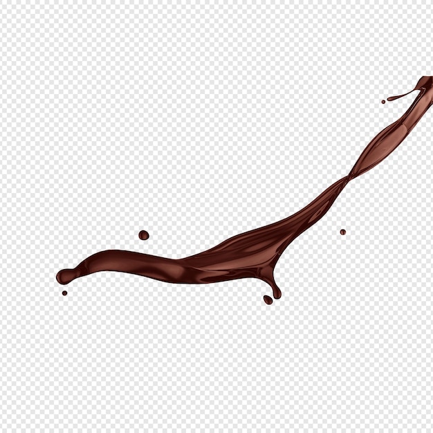 PSD a stream of melted chocolate isolated on a transparent background