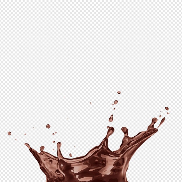 PSD a stream of melted chocolate isolated on a transparent background