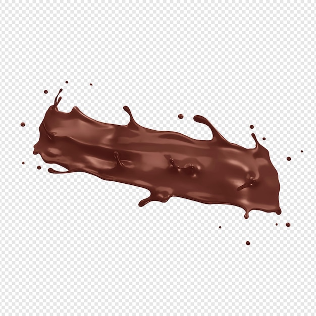 PSD a stream of melted chocolate isolated on a transparent background
