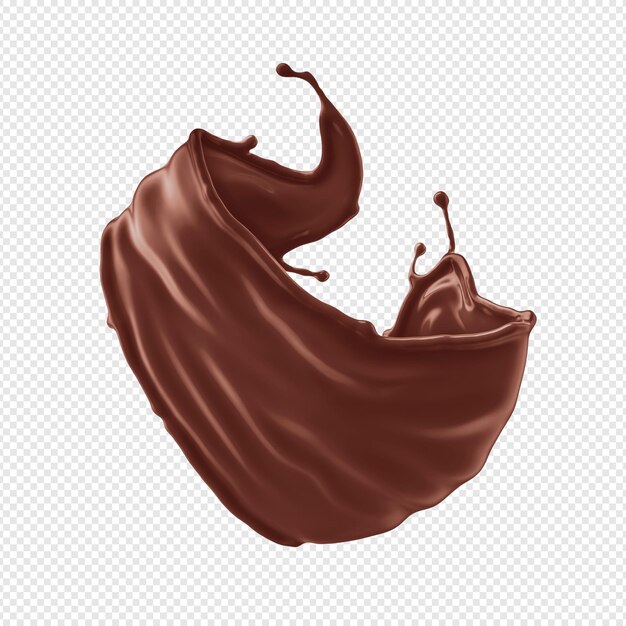 PSD a stream of melted chocolate isolated on a transparent background