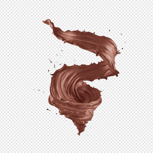 PSD a stream of melted chocolate isolated on a transparent background