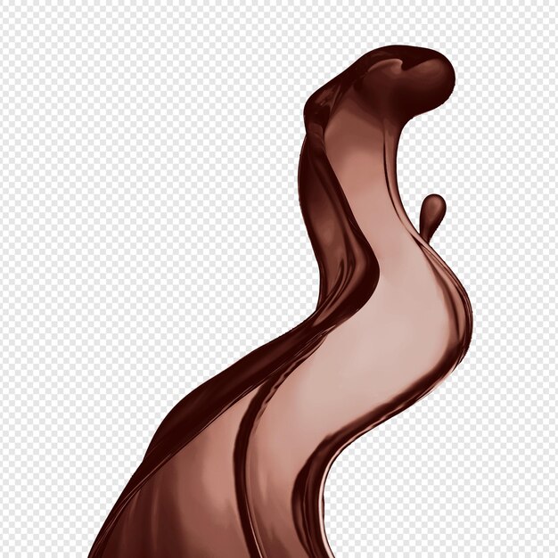 PSD a stream of melted chocolate isolated on a transparent background