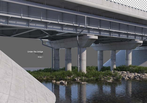 Stream and plants under the bridge