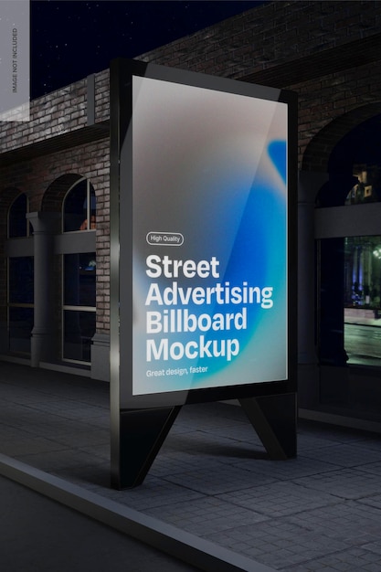 Street advertising billboard mockup left view