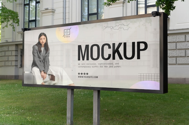 Street advertising with young woman mockup