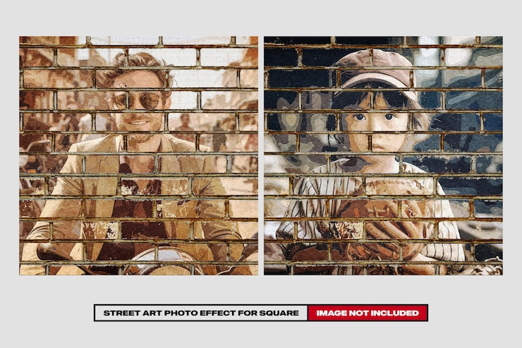 PSD street art photo effect for square