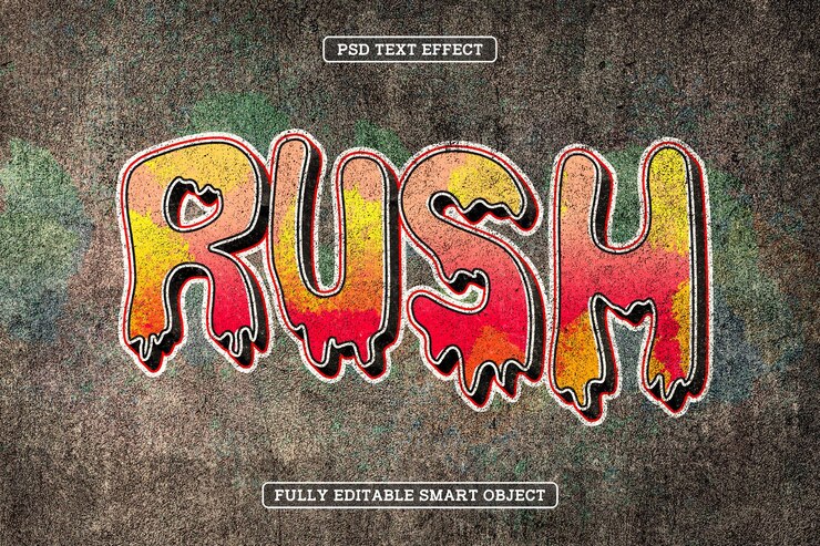 PSD street art rush graffiti stijl tekst effect