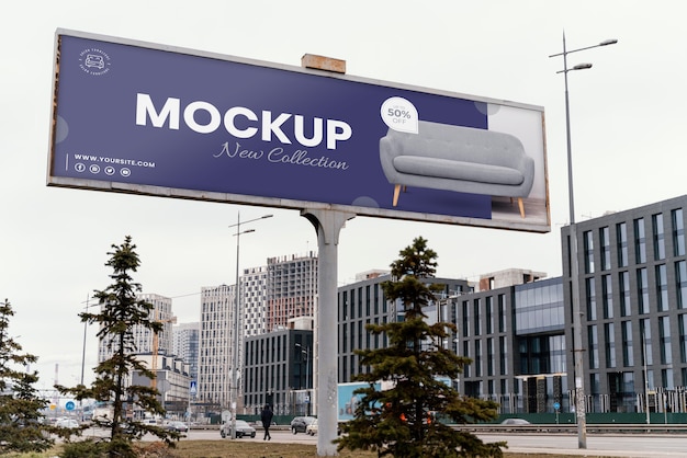 Street billboard display mock-up outdoors