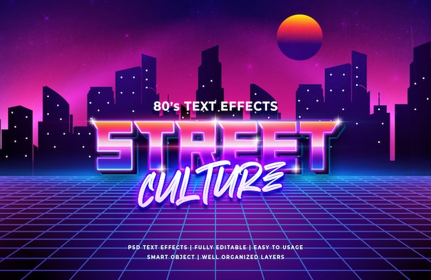 Street culture 80's retro text effect 