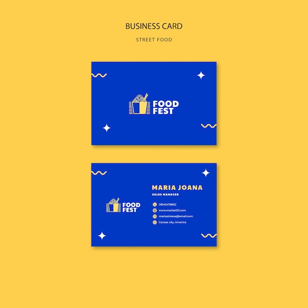 PSD street food fest business card template