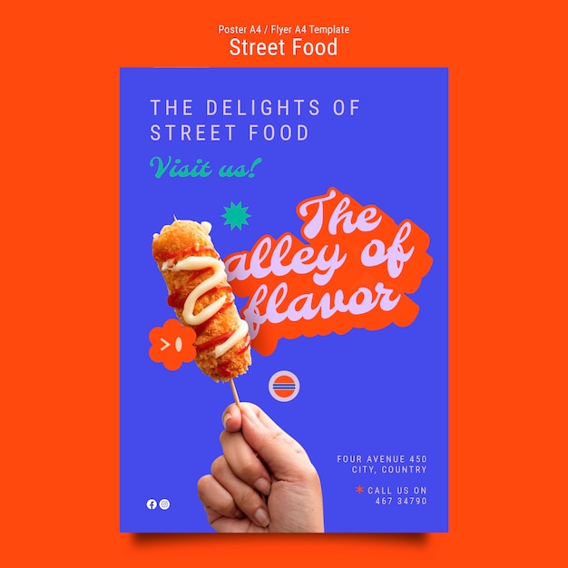 PSD street food fest flyer template