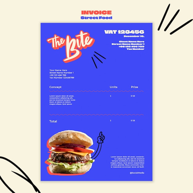 PSD street food fest invoice template