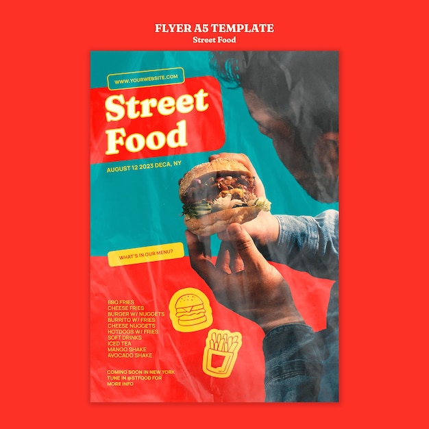 PSD street food festival poster template