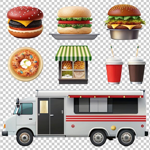 PSD street food truck illustratie png