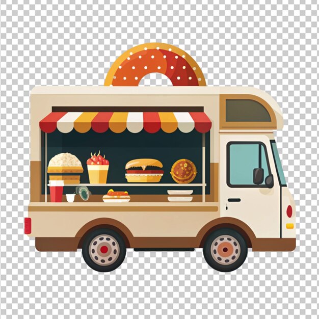 PSD street food truck illustration png