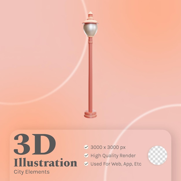 PSD illustrazione 3d dell'iluminazione pubblica