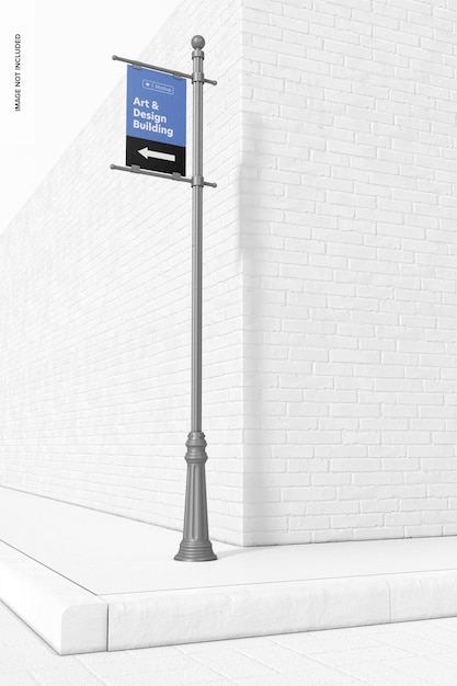 PSD street pole banner mockup, right view