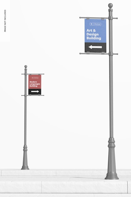 Street Pole Banners Mockup