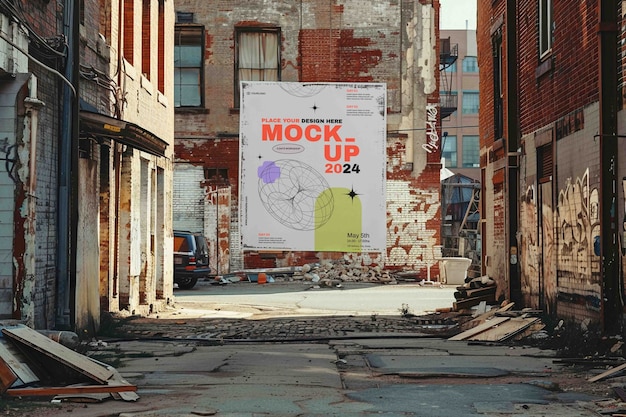 PSD street poster mockup design