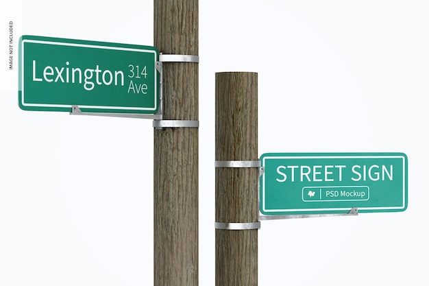 Street sign brackets mockup, front view