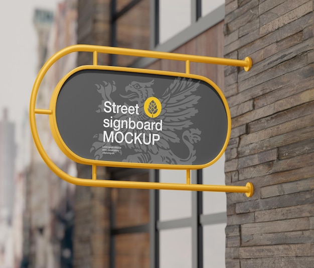 Street Signboard Wall Mockup