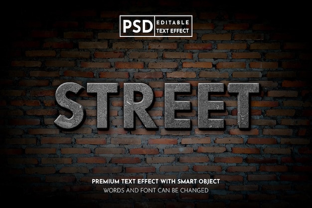 PSD street on wall effetto testo 3d realistico