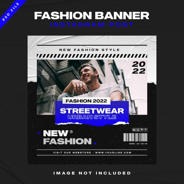 Streetwear fashion instagram post banner design template